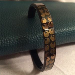 Gold Sequin in Black Thicky Bracelet